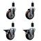 Service Caster 4'' Maroon Poly Wheel Swivel 1-3/8'' Expanding Stem Caster Set 2 Brakes, 4PK SCC-EX20S414-PPUB-MRN-2-PLB-2-138 - alternate 1